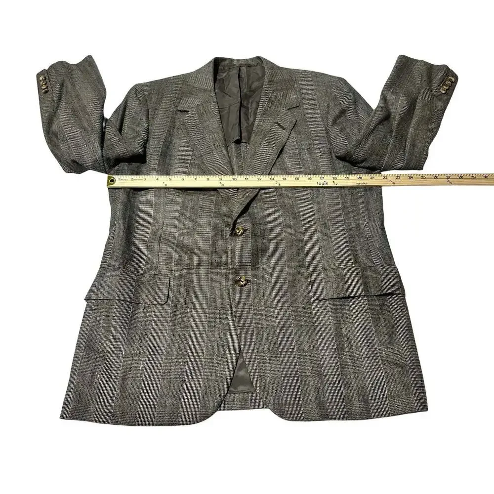 Vintage Men’s Gray Glen Plaid Wool Sport Blazer 46R Oxxford Clothes Mr Ooley’s